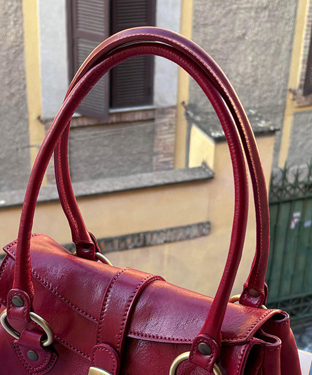 Boutique Red Solid Durable Calf Leather Hobo Bag
