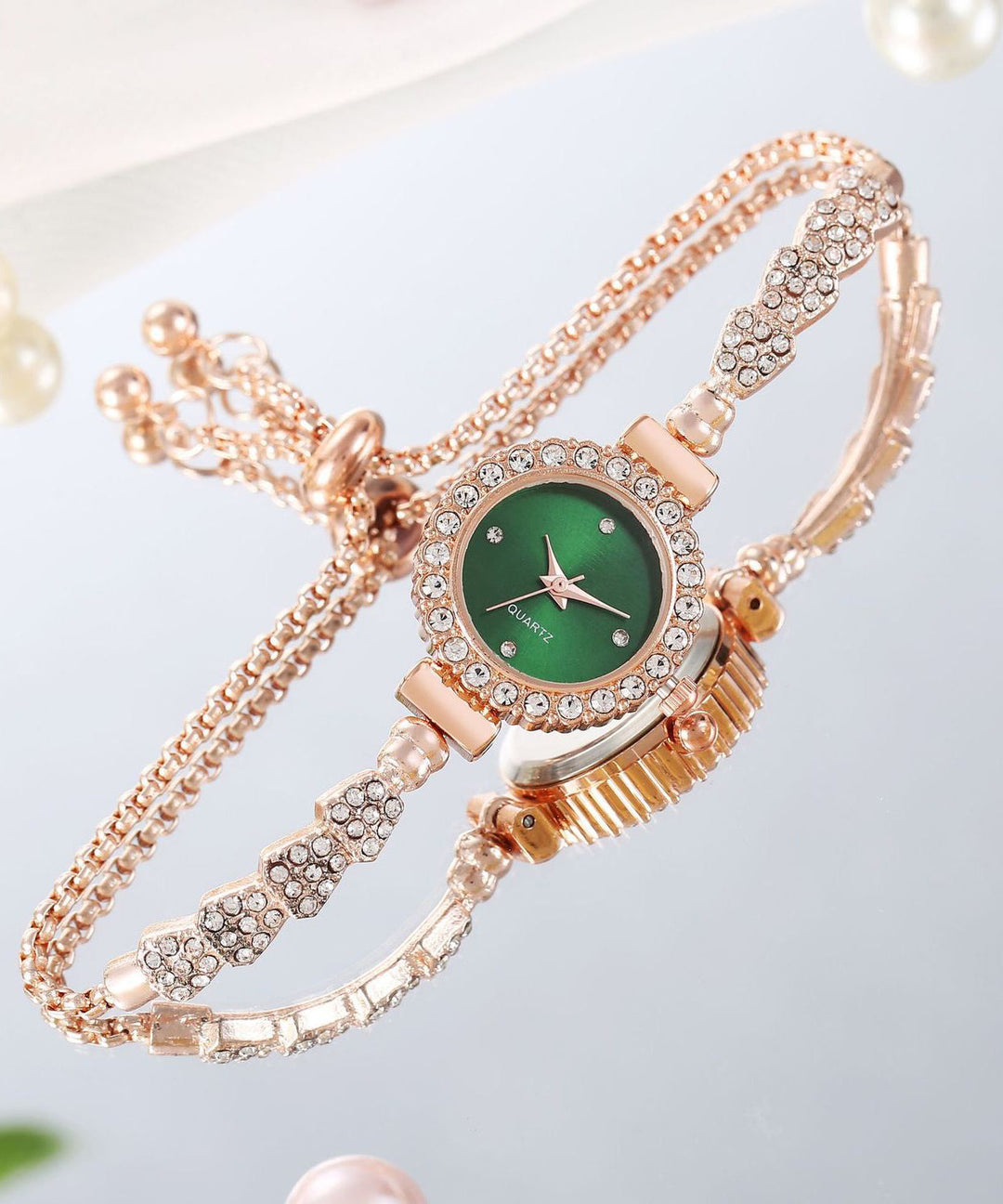 Boutique Red Stainless Steel Zircon Adjustable Waterproof Watch