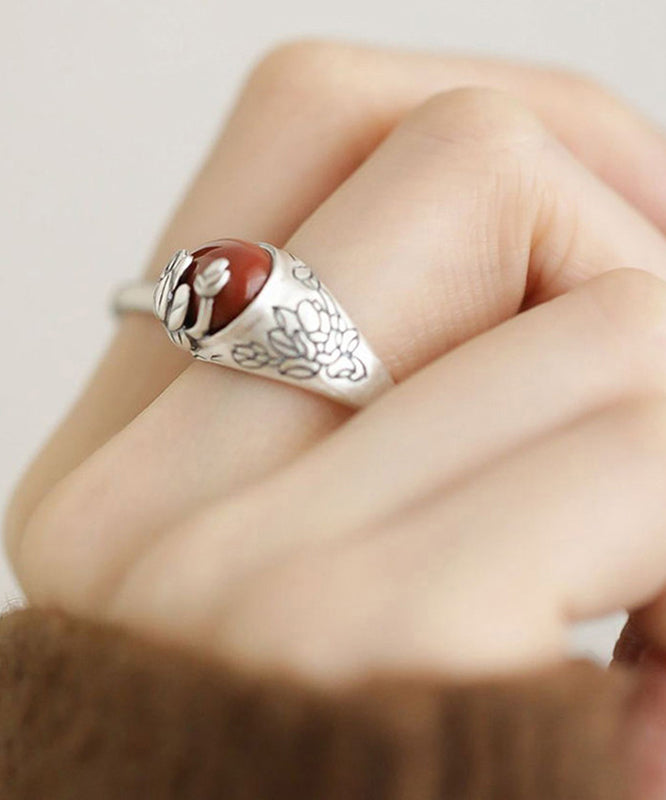 Boutique Red Sterling Silver Agate Rings