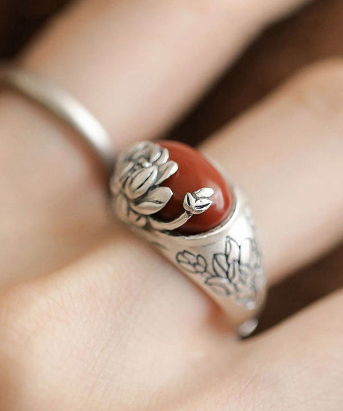 Boutique Red Sterling Silver Agate Rings