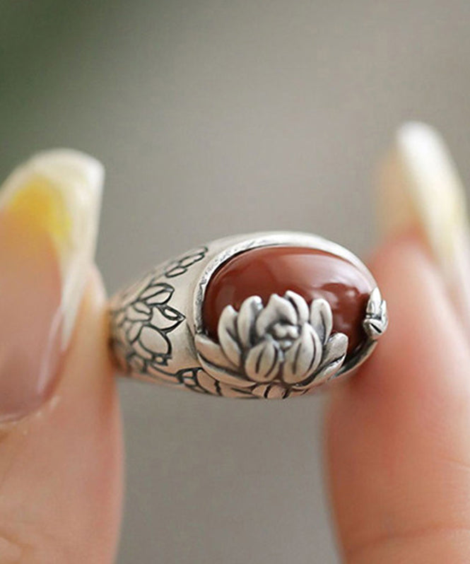 Boutique Red Sterling Silver Agate Rings