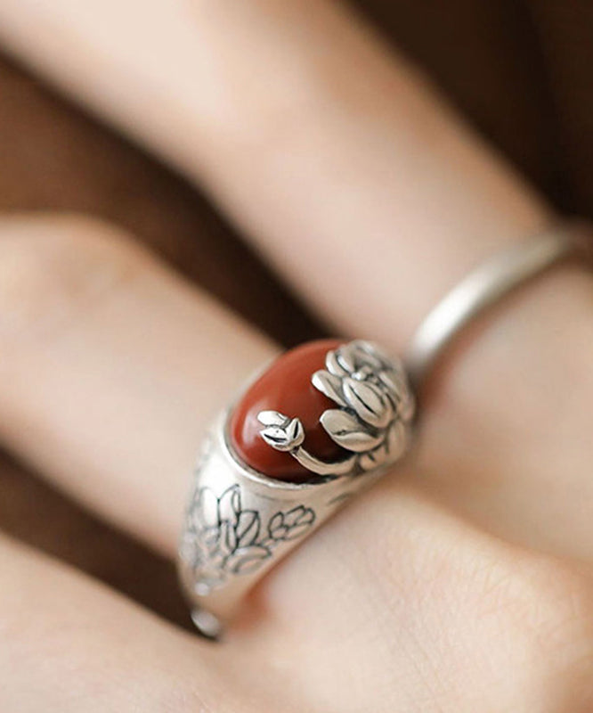 Boutique Red Sterling Silver Agate Rings