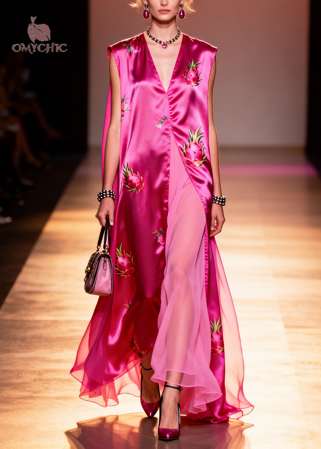 Boutique Rose Oversized Patchwork Chiffon Maxi Dresses Sleeveless