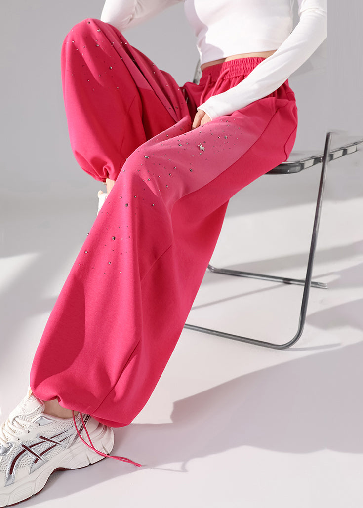 Boutique Rose Tie Waist Draping Wide Leg Pants Fall