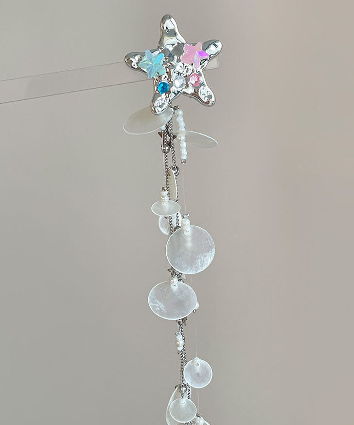 Boutique Silk Acrylic Shell Stars Tassel Hairpin
