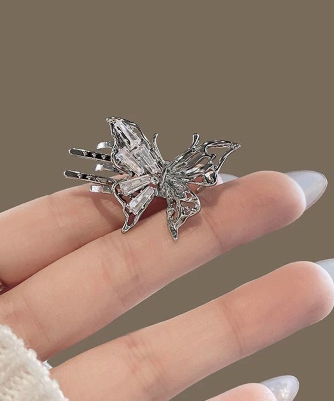 Boutique Silk Alloy Zircon Crystal Bow Hairpin