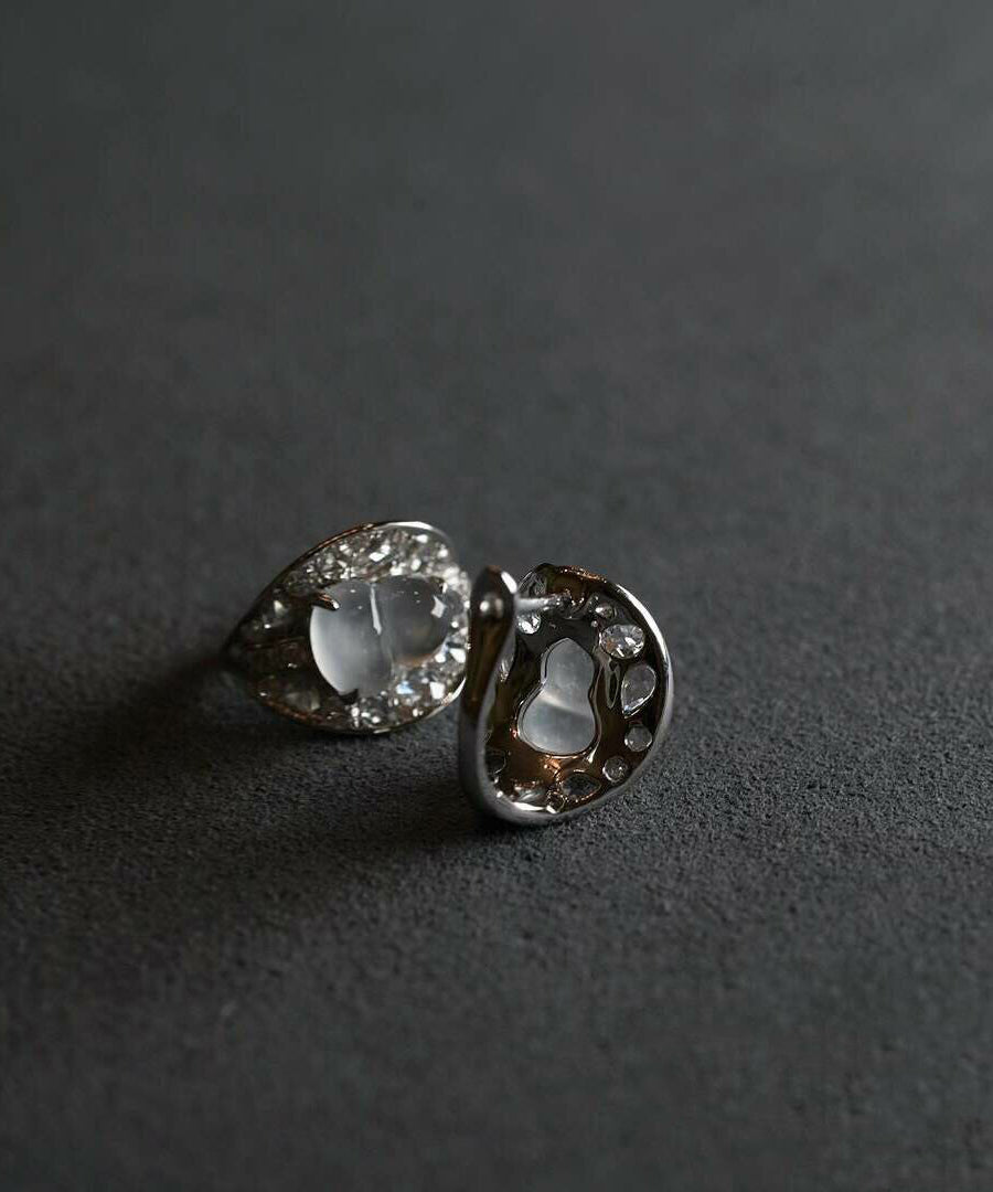 Boutique Silk Alloy Zircon Crystal Gourd Stud Earrings