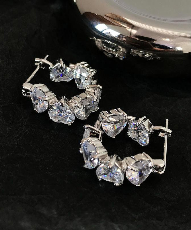 Boutique Silk Copper Alloy Zircon Gem Stone Hoop Earrings