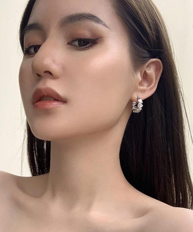 Boutique Silk Copper Alloy Zircon Gem Stone Hoop Earrings