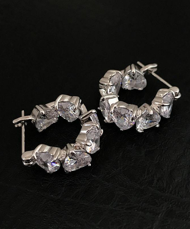Boutique Silk Copper Alloy Zircon Gem Stone Hoop Earrings
