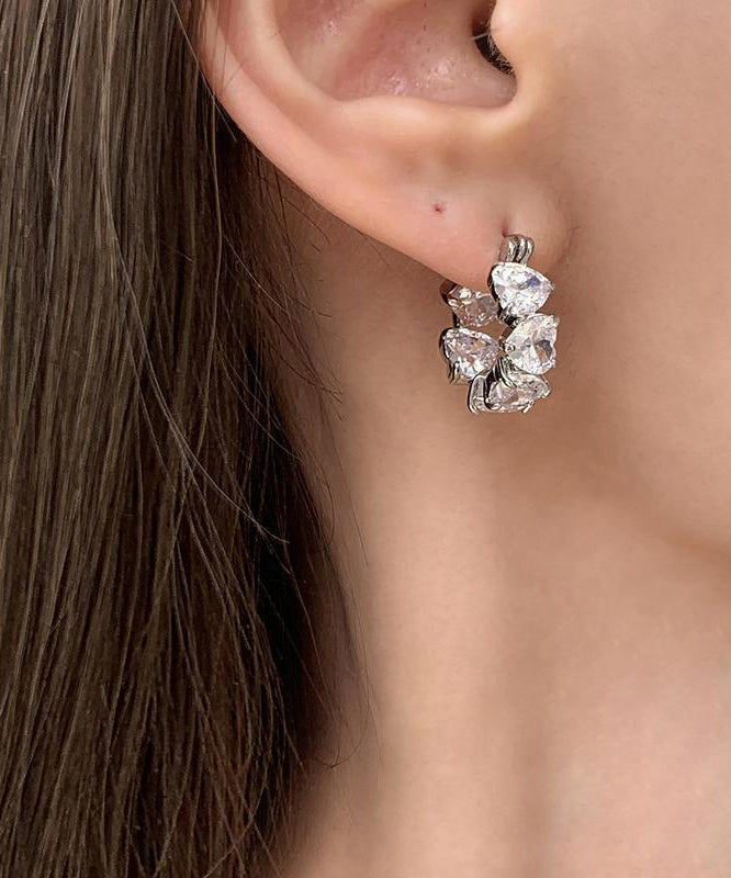 Boutique Silk Copper Alloy Zircon Gem Stone Hoop Earrings