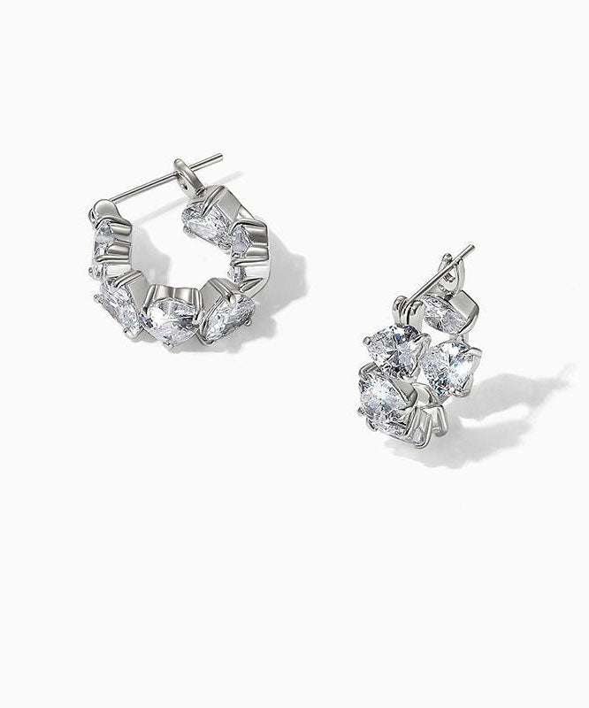 Boutique Silk Copper Alloy Zircon Gem Stone Hoop Earrings