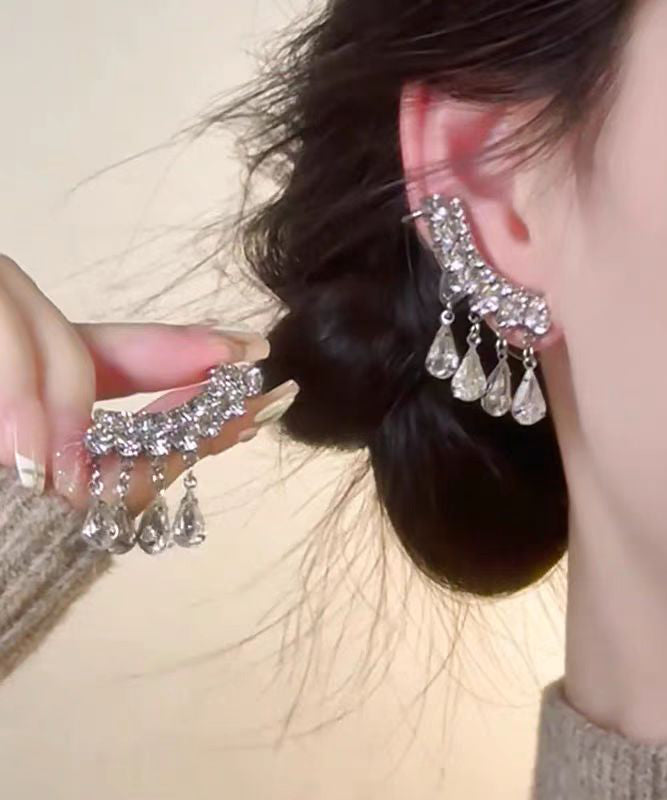 Boutique Silk Copper Overgild Water Drop Tassel Stud Earrings