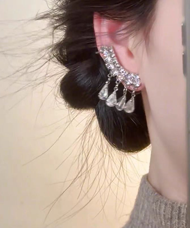 Boutique Silk Copper Overgild Water Drop Tassel Stud Earrings