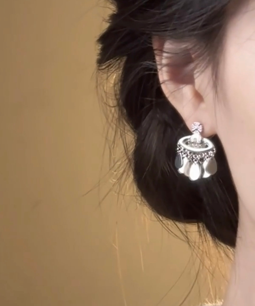 Boutique Silk Copper Overgild Zircon Saturn Sequins Tassel Drop Earrings