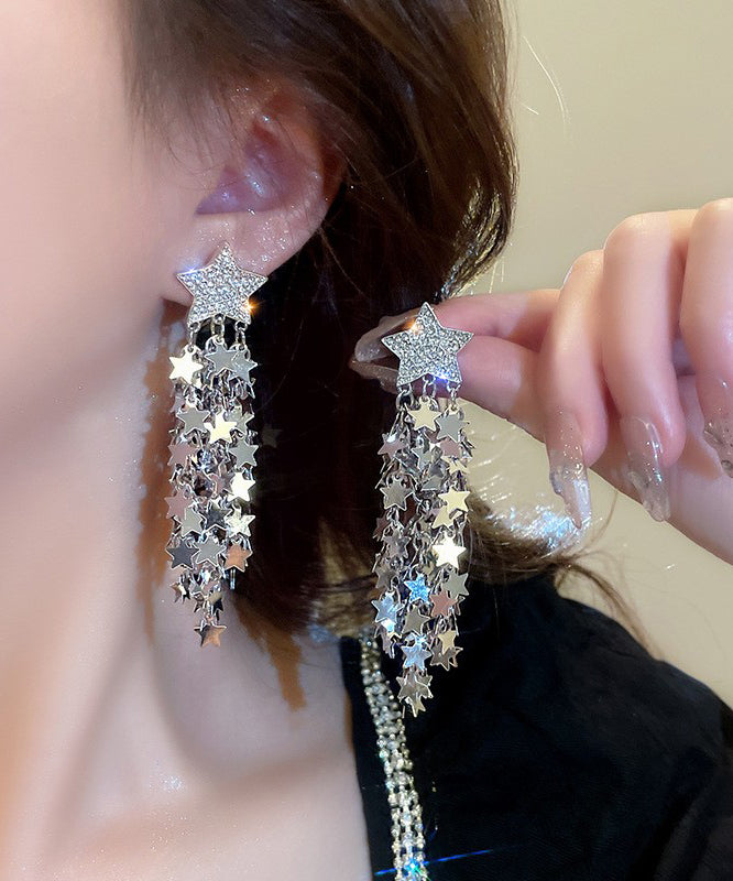 Boutique Silk Copper Star Tassel Drop Earrings