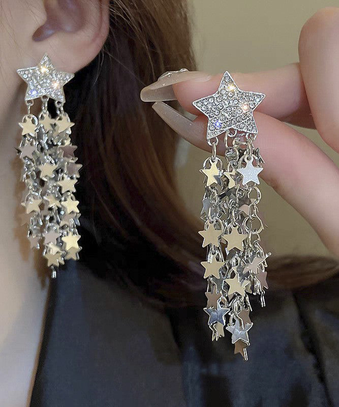 Boutique Silk Copper Star Tassel Drop Earrings