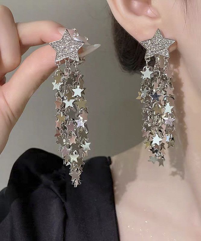 Boutique Silk Copper Star Tassel Drop Earrings