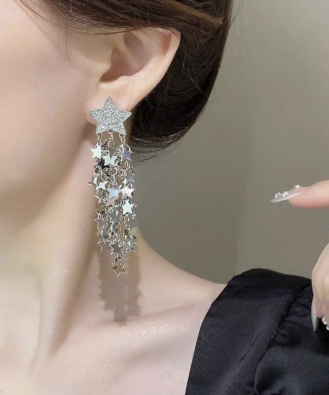 Boutique Silk Copper Star Tassel Drop Earrings