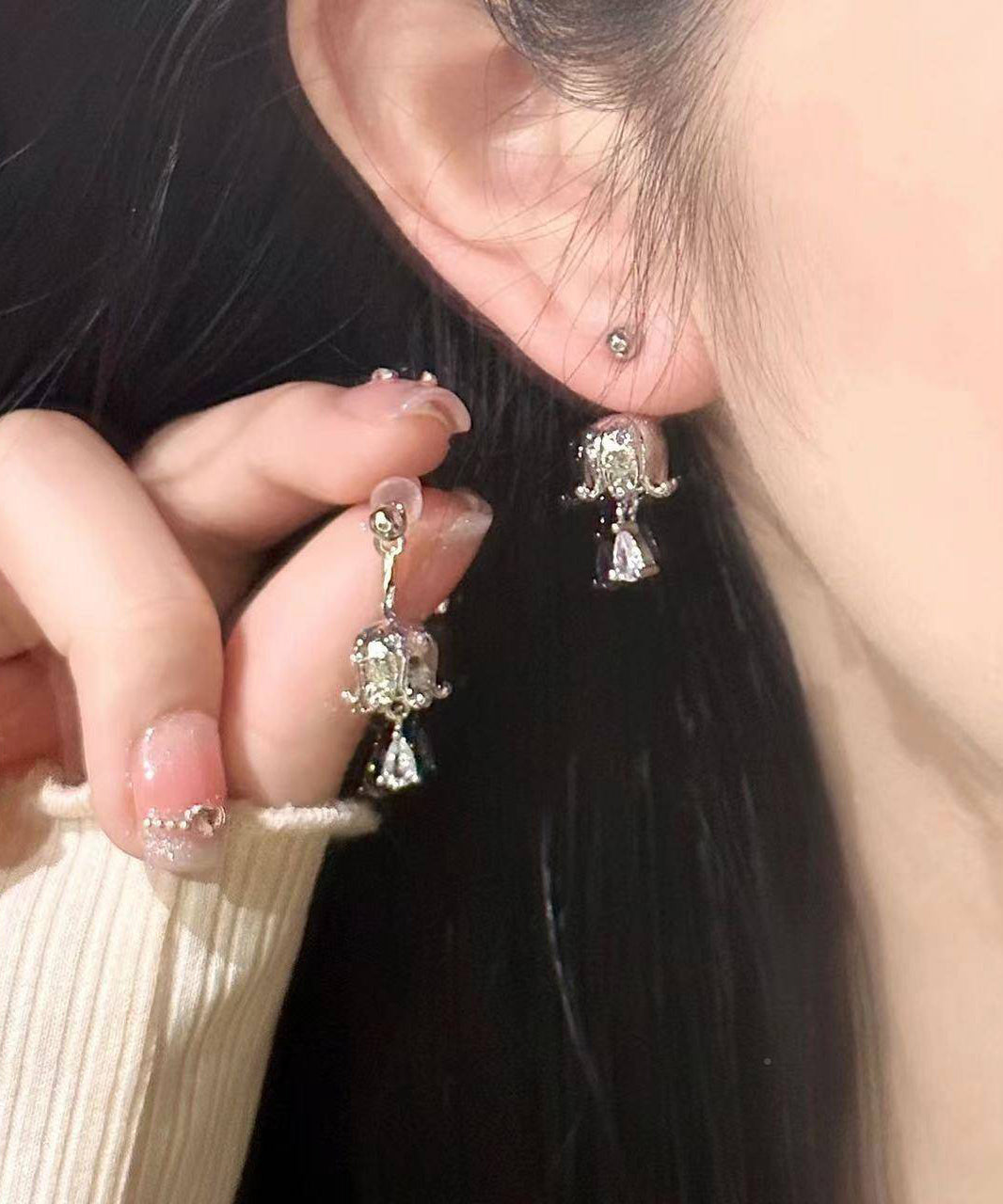 Boutique Silk Copper Zircon Lily Of The Valley Stud Earrings