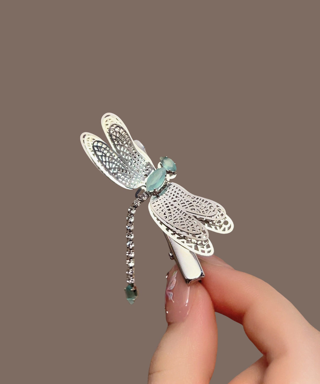 Boutique Silk Metal Alloy Zircon Resin Dragonfly Hairpin