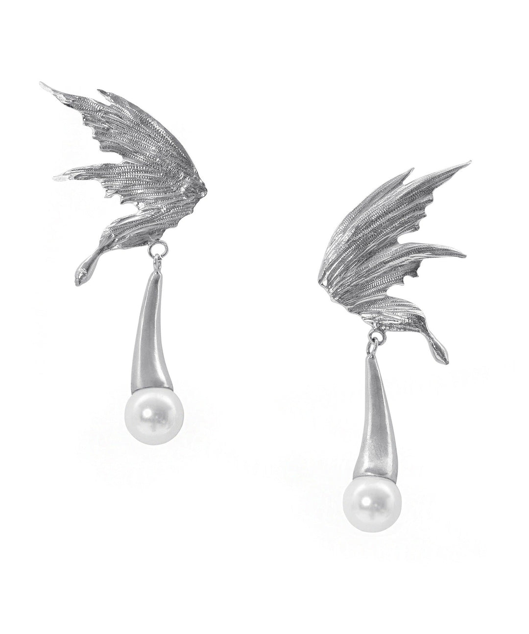 Boutique Silk Metal Zircon Pearl Butterfly Water Droplet Drop Earrings