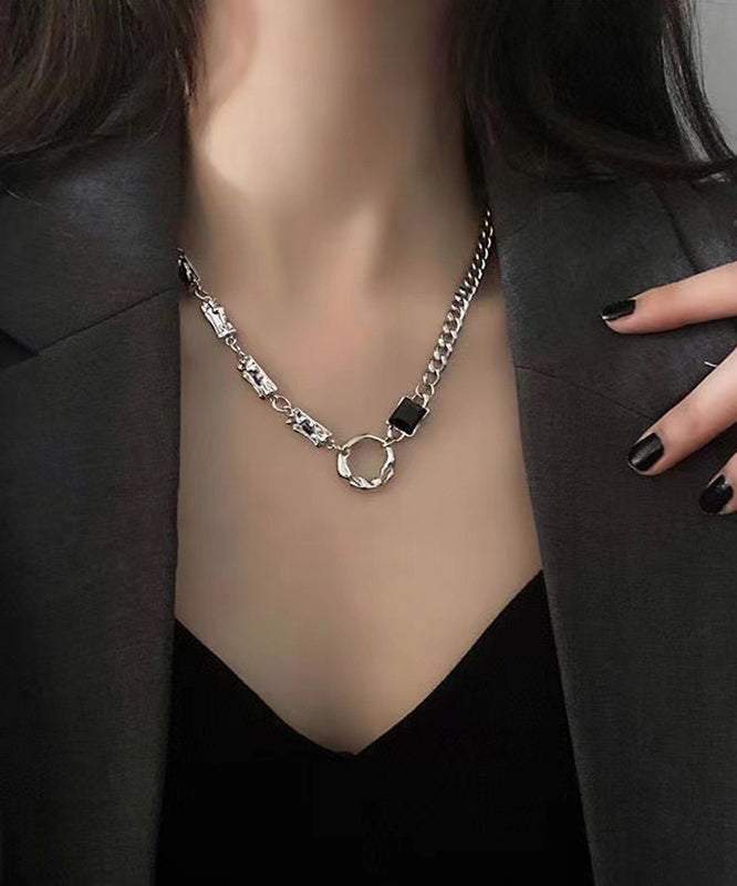 Boutique Silk Stainless Steel Asymmetrical Hollow Out Lariat Necklace
