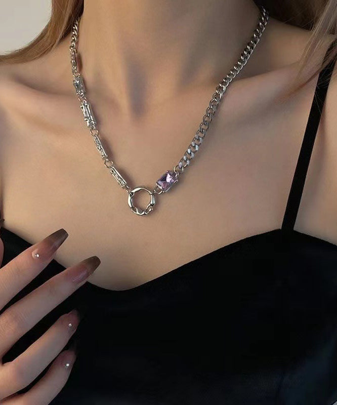 Boutique Silk Stainless Steel Asymmetrical Hollow Out Lariat Necklace