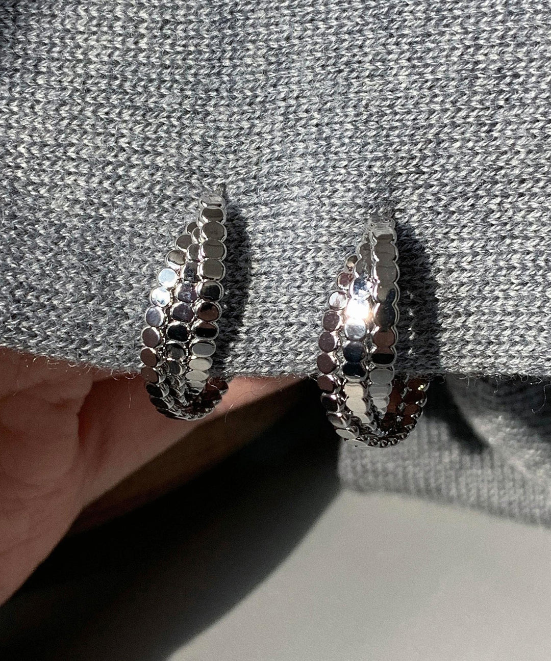 Boutique Silk Sterling Silver Fried Dough Twist Hoop Earrings
