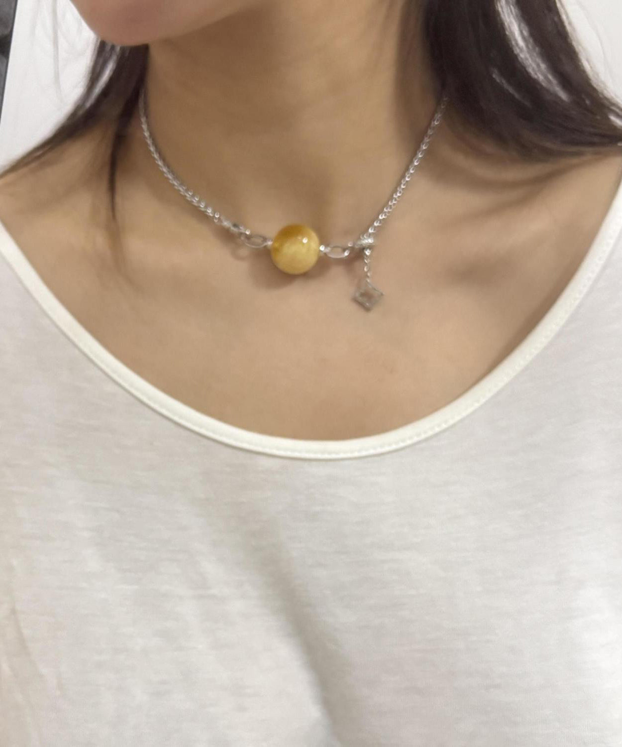 Boutique Silk Sterling Silver Pearl Rotate Lariat Necklace - Omychic