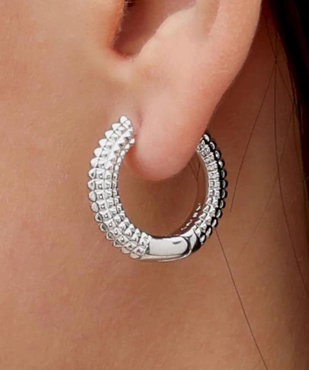 Boutique Silk Sterling Silver Zircon Hoop Earrings