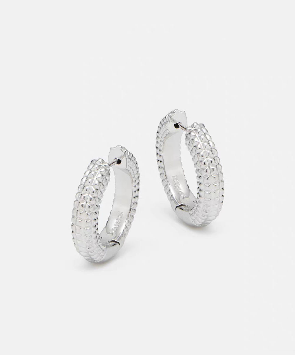 Boutique Silk Sterling Silver Zircon Hoop Earrings