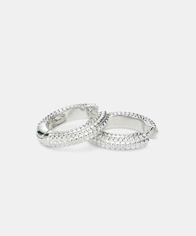 Boutique Silk Sterling Silver Zircon Hoop Earrings