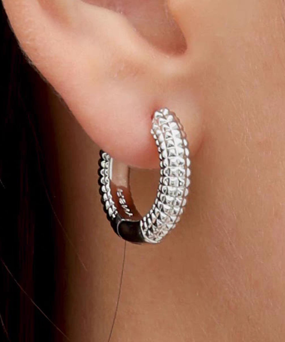 Boutique Silk Sterling Silver Zircon Hoop Earrings