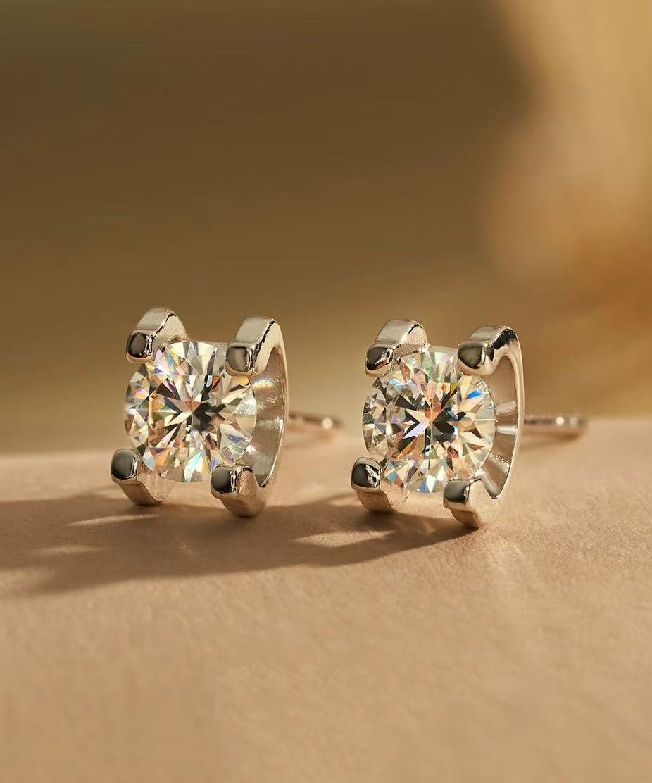 Boutique Silver Zircon Gilding Stud Earrings