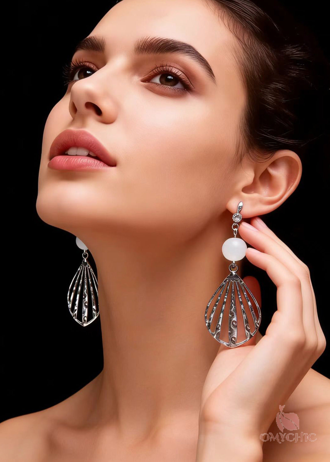 Boutique Silvery Hollow Out Gem Stone Drop Earrings
