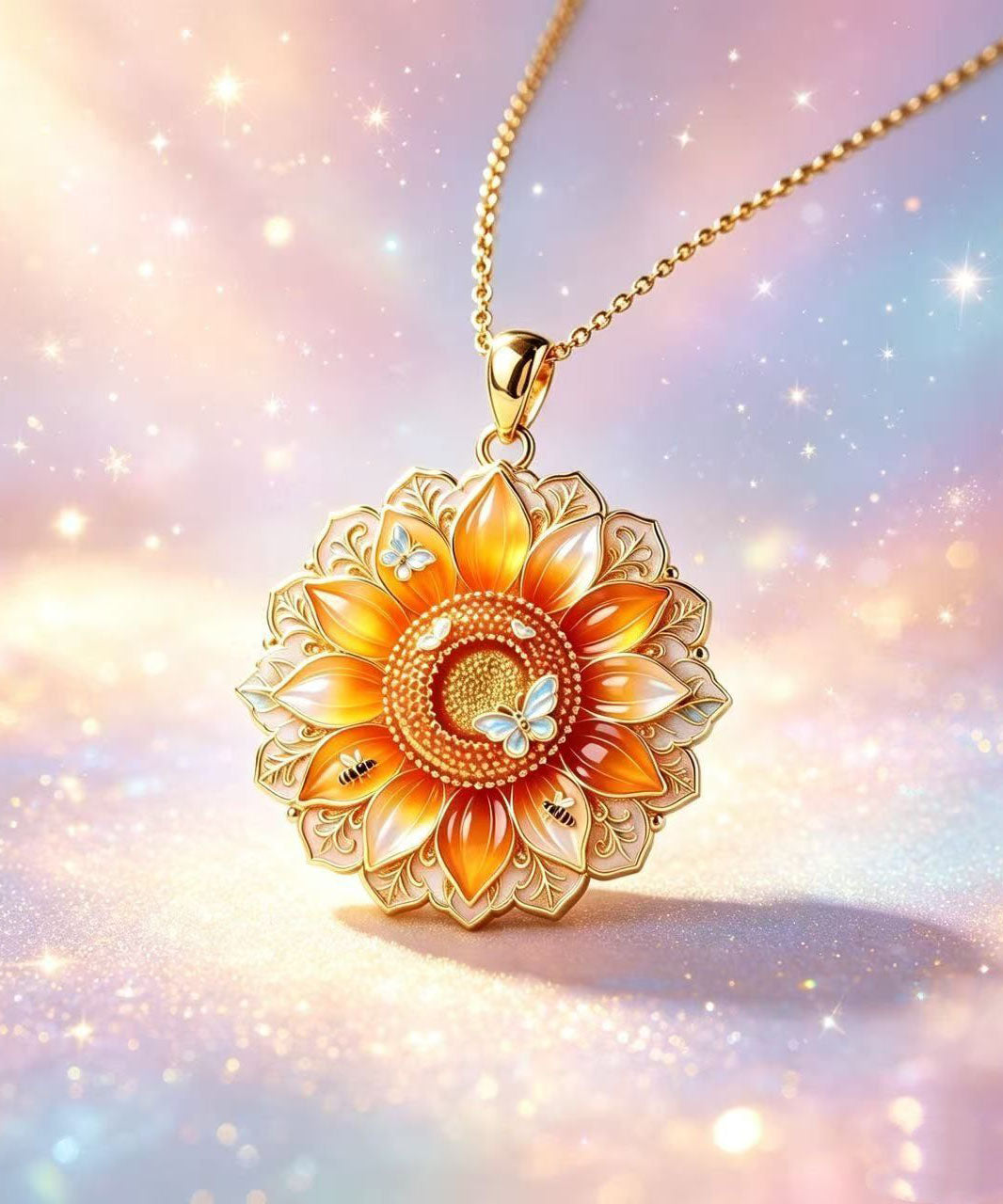 Boutique Sunflower Enamel Alloy Pendant Necklace