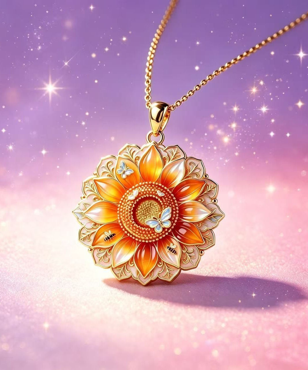 Boutique Sunflower Enamel Alloy Pendant Necklace