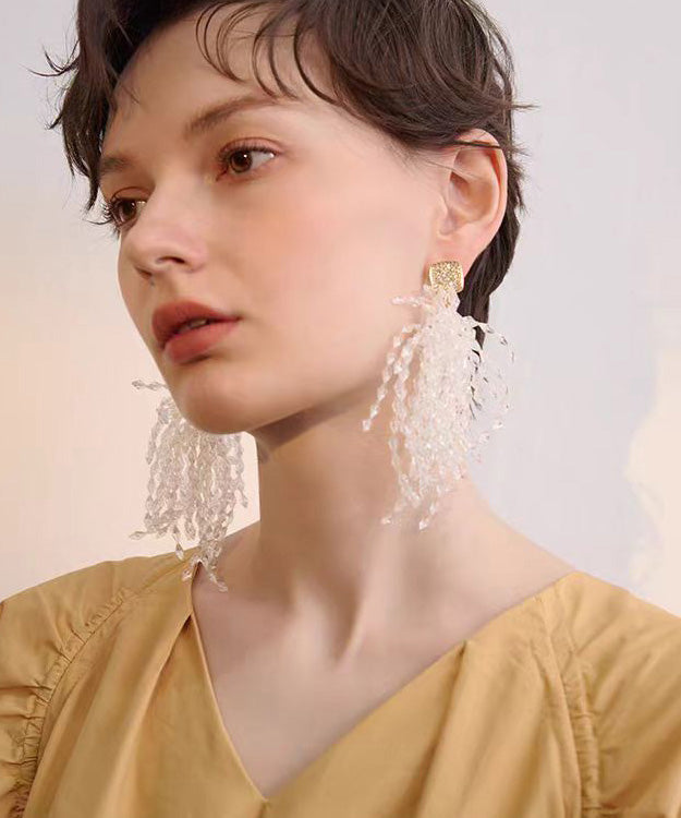 Boutique Tassel Crystal Zircon Stud Earrings