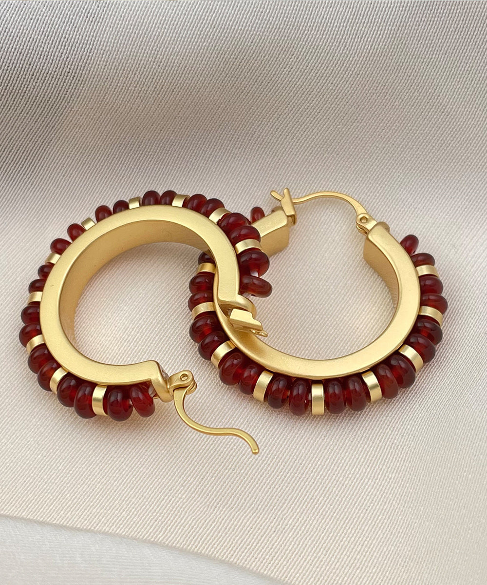 Boutique Turquoise High Quality Metal Hoop Earrings - Omychic