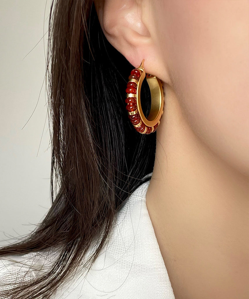 Boutique Turquoise High Quality Metal Hoop Earrings - Omychic