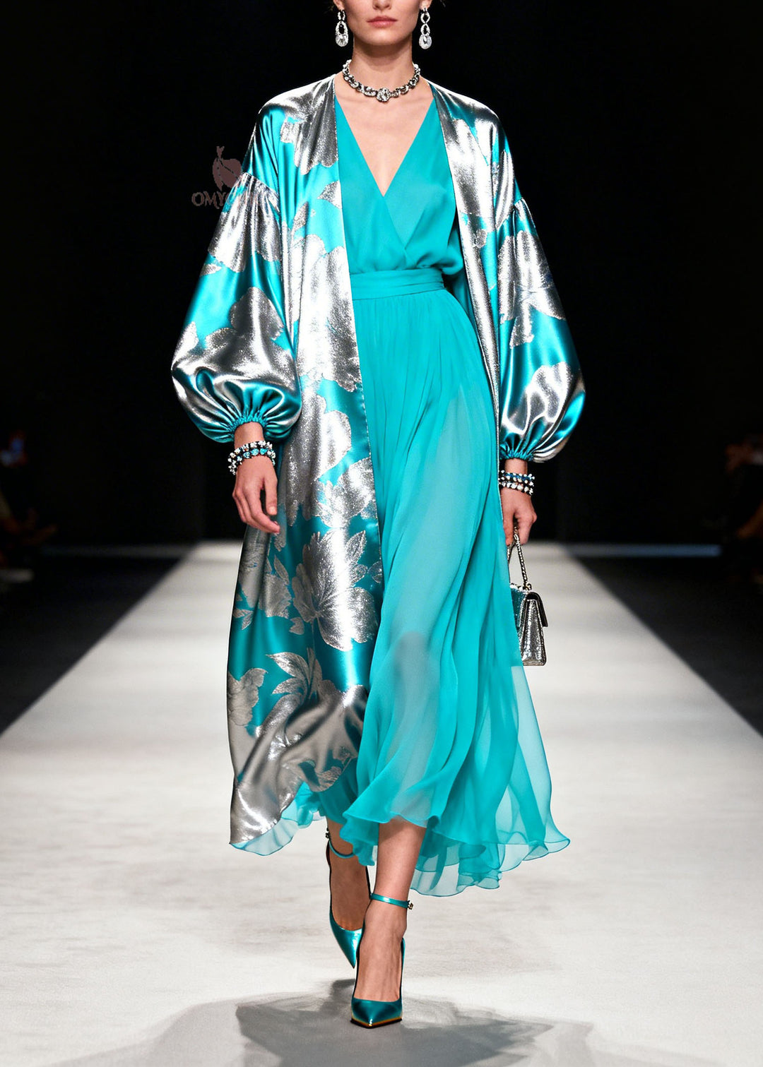 Boutique V Neck Print Chiffon Two Piece Set Outfits Spring