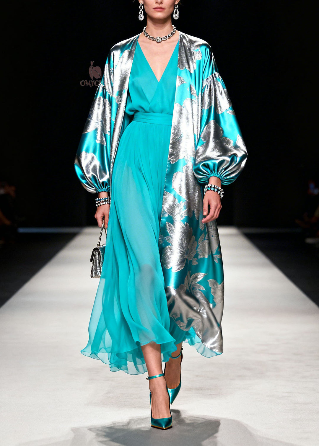 Boutique V Neck Print Chiffon Two Piece Set Outfits Spring
