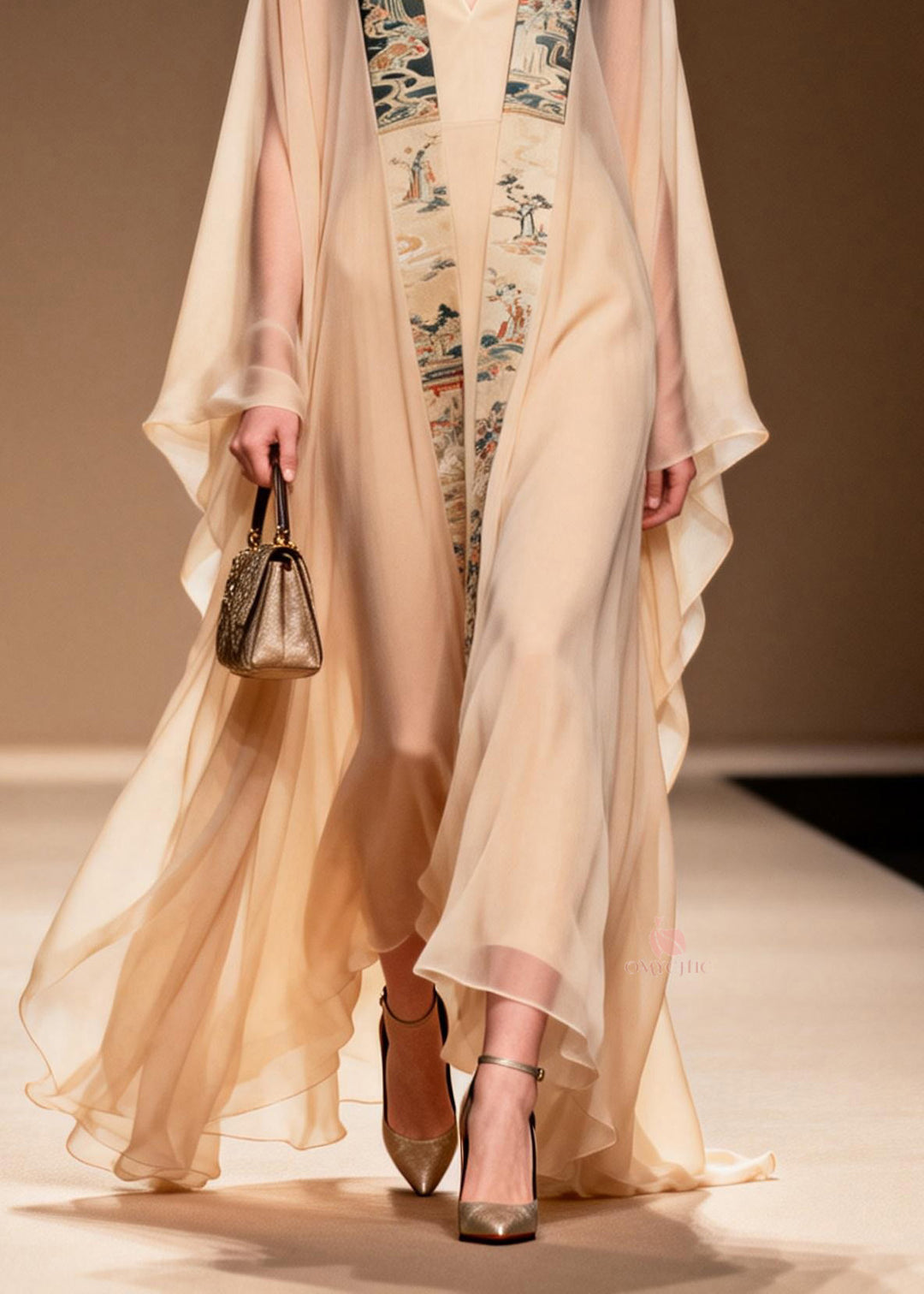 Boutique V Neck Print Patchwork Chiffon Two-Piece Set Spring