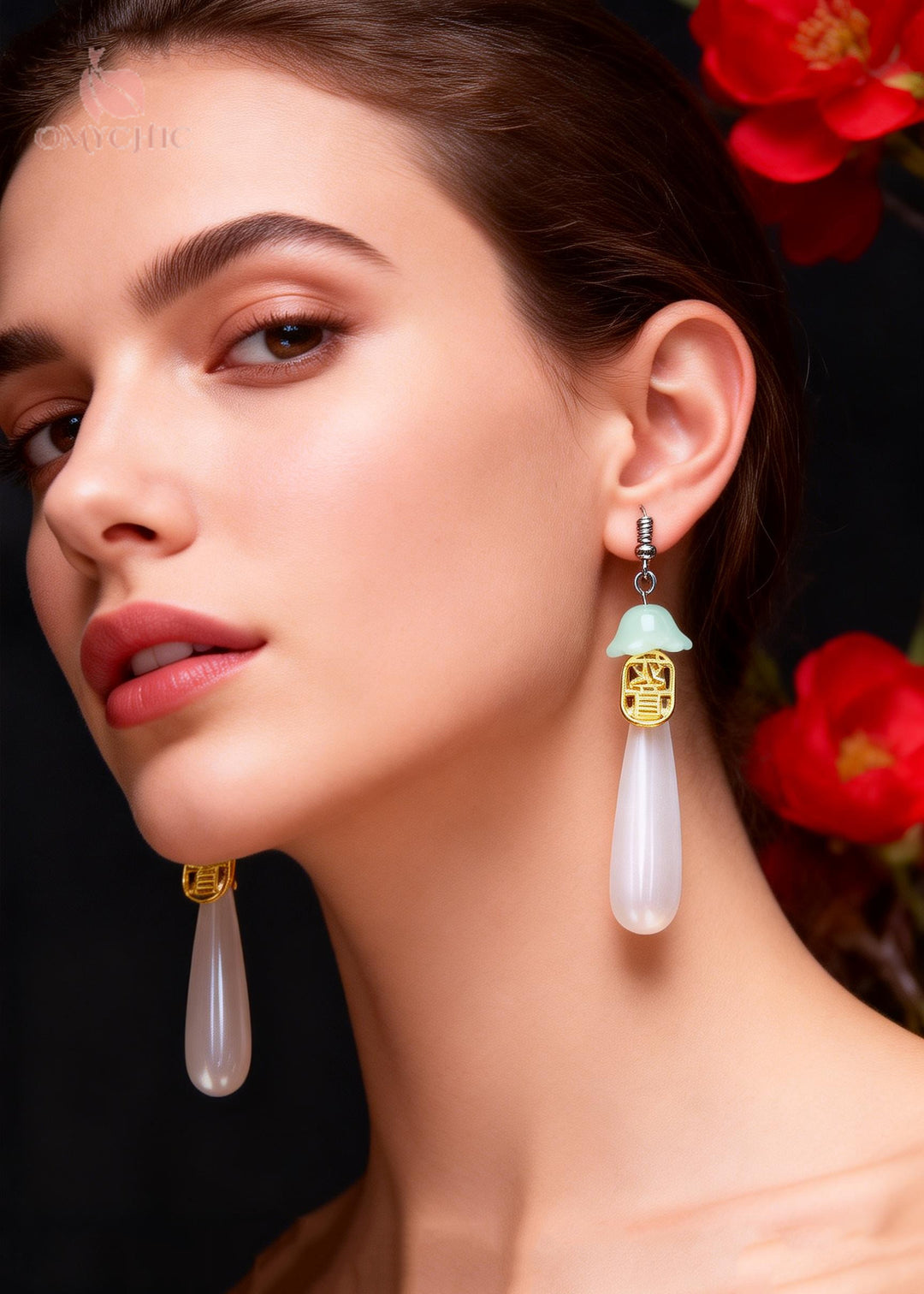 Boutique Water Droplet Pearl Fupai Drop Earrings