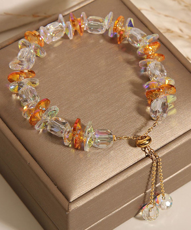 Boutique White Copper Overgild Crystal Beading Charm Bracelet