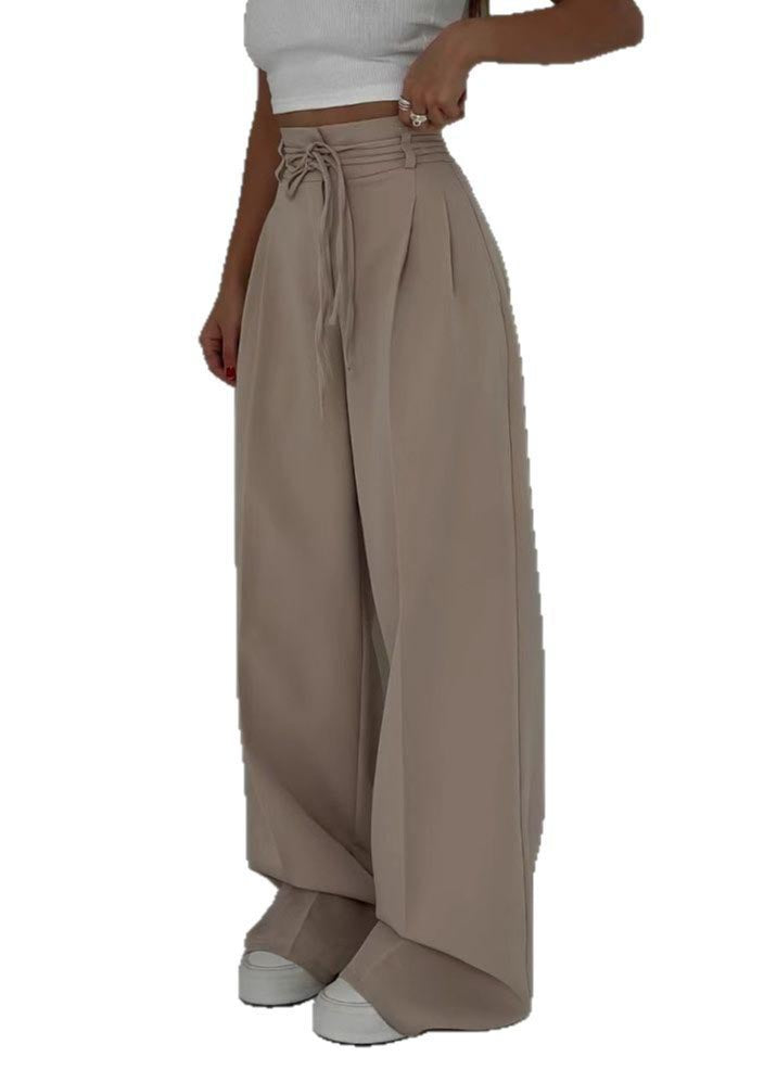 Boutique White High Waist Draping Spandex Straight Pants Summer