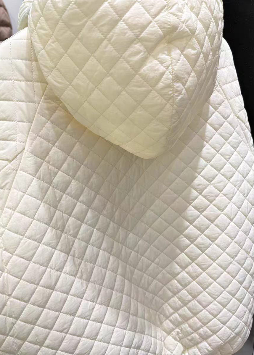 Boutique White Hooded Plaid Duck Down Coats Winter