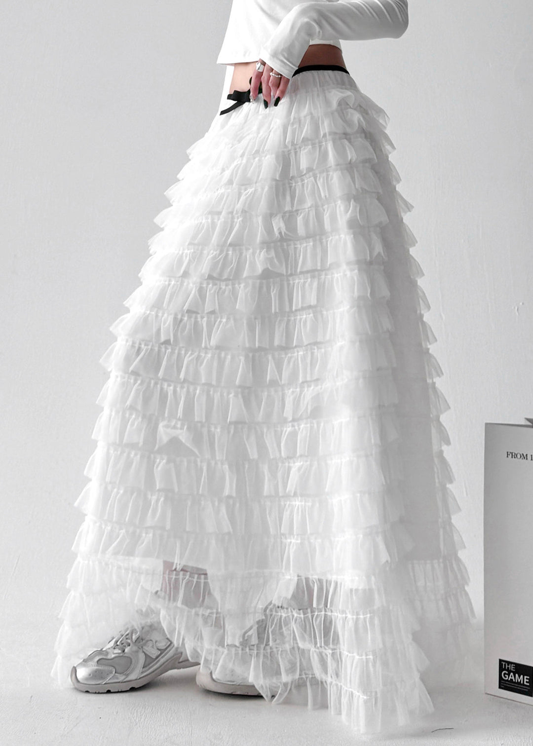 Boutique White Ruffled Layered Patchwork Tulle Skirts Fall