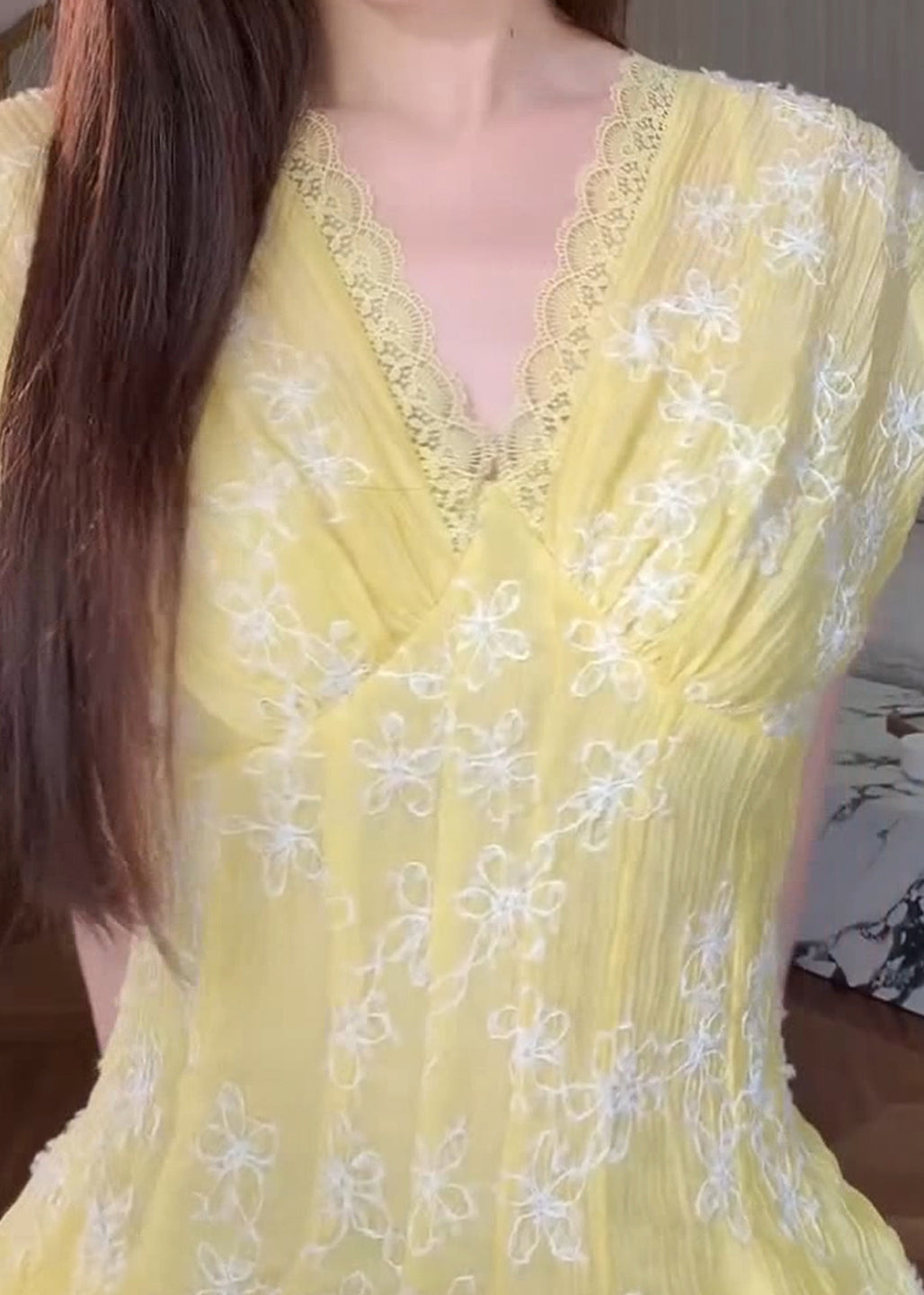 Boutique Yellow Embroidered Lace Patchwork Cotton Shirts Sleeveless